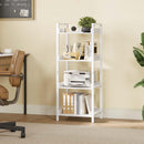 Rolanstar Bookshelf, 4-Tier Storage Rack, Narrow Corner Bookshelf, Display Wooden Shelves for Living Room, Bathroom, Balcony, Kitchen,White