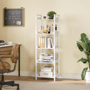 Rolanstar Bookshelf, 5-Tier Storage Rack, Narrow Corner Bookshelf, Display Wooden Shelves for Living Room, Bathroom, Balcony, Kitchen,White