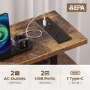 Seventable Computer Desk 47.2" with LED Lights & Power Outlets, Home Office Desk with 4 Drawers, Writing Desk with Keyboard Tray, Study Table with Monitor Stand, Work Desk for Home, Rustic Brown