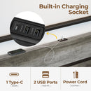 Rolanstar Queen Bed Frame with Headboard, Bed Frame Queen with LED Lights, Camas Queen Size Bed with Charging Station, Solid Metal Slats, Noise Free, No Box Spring Needed, Grey