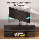 Rolanstar TV Stand with Mount and Power Outlet 59.1", Swivel TV Stand Mount for 32/45/55/60/65/70 inch TVs, Height Adjustable Modern Entertainment Center with Storage & LED Lights, Black TV Table