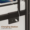 Rolanstar Metal Bunk Bed Twin Over Twin with USB Charging Station, LED Bunk Bed & Space-Saving, Bed with Safety Guardrail & Ladders, No Box Spring Needed, Easy Assembly, Black