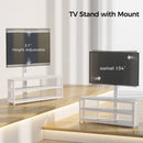 Rolanstar TV Stand with Mount and Power Outlet, Swivel TV Stand with LED Lights for 32/45/55/60/65/70 inch TVs, White Entertainment Center Media Console with Height Adjustable Mount