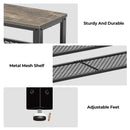 Rolanstar Shoe Bench, 3-Tier Shoe Rack, 39.4” Storage Entry Bench with Mesh Shelves Wood Seat, Rustic Foyer Bench for Hallway Front Door, Doorway, Living Room, Mudroom, Steel Frame, Gray