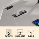 Rolanstar L Shaped Gaming Desk with LED Lights & Power Outlets, 46.2" Computer Desk with Full Monitor Stand & Storage Shelf, Corner Desk with Hooks, White Desk Reversible