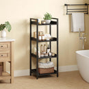 Rolanstar Bookshelf, 4-Tier Storage Rack, Narrow Corner Bookshelf, Display Wooden Shelves for Living Room, Bathroom, Balcony, Kitchen,Black