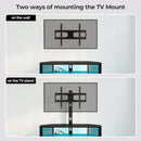 Rolanstar TV Stand with Mount and Power Outlet, Swivel TV Stand with LED Lights for 32/45/55/60/65/70 inch TVs, Black Entertainment Center Media Console with Height Adjustable Mount