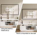 Rolanstar TV Stand with Mount and Power Outlet 59.1", Swivel TV Stand Mount for 32/45/55/60/65/70 inch TVs, Height Adjustable Modern Entertainment Center with Storage & LED Lights, TV Table White