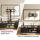 Rolanstar TV Stand with Mount and Power Outlet 59.1", Swivel TV Stand Mount for 32/45/55/60/65/70 inch TVs, Height Adjustable Modern Entertainment Center with Storage & LED Lights, Black TV Table