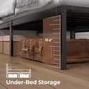 Rolanstar Bed Frame with USB Charging Station, Queen Bed Frame with LED Lights, Platform Bed Frame with Heavy Duty Steel Slats, 14" Storage Space Beneath Bed