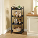 Rolanstar Bookshelf, 4-Tier Storage Rack, Narrow Corner Bookshelf, Display Wooden Shelves for Living Room, Bathroom, Balcony, Kitchen,Black