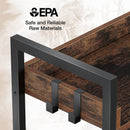 Rolanstar Bookshelf 6 Tier with 4 Hooks, Industrial Bookcase, Vintage Storage Rack with Open Shelves, Rustic Standing Bookshelves Metal Frame Display Rack for Living Room, Bedroom, Rustic Brown