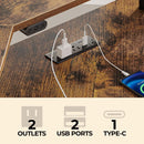 Rolanstar L Shaped Gaming Desk with LED Lights & Power Outlets, 46.2" Computer Desk with Full Monitor Stand & Storage Shelf, Corner Desk with Hooks, Rustic Brown Desk Reversible