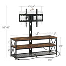 Seventable TV Stand with Mount and Power Outlet 51", Swivel TV Stand Mount for 32/45/55/60/65/70 inch TVs, Height Adjustable TV Entertainment Center with Cable Management, Rustic Brown