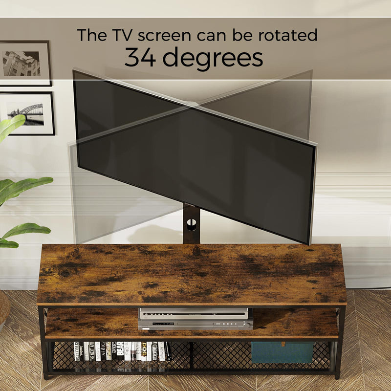 Seventable TV Stand with Mount and Power Outlet, Swivel TV Stand Mount for 32/45/55/60/65/70 inch TVs, Height Adjustable TV Entertainment Center with Cable Management, Rustic Brown