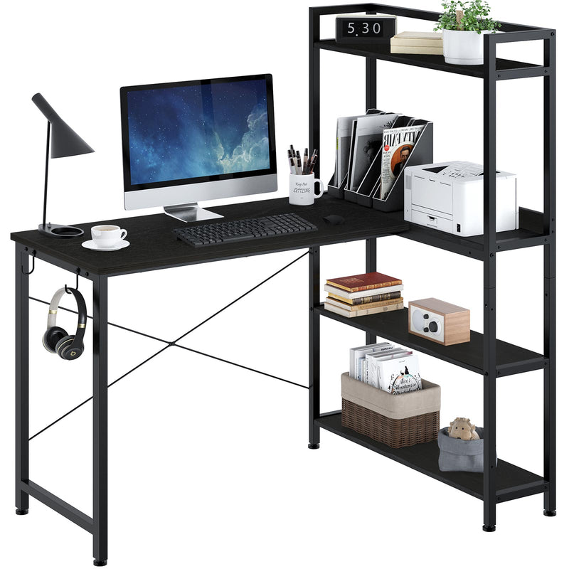 Rolanstar L Shaped Computer Desk, Corner Desk with Shelf and 4-Tier Storage Bookshelf 47 Inch