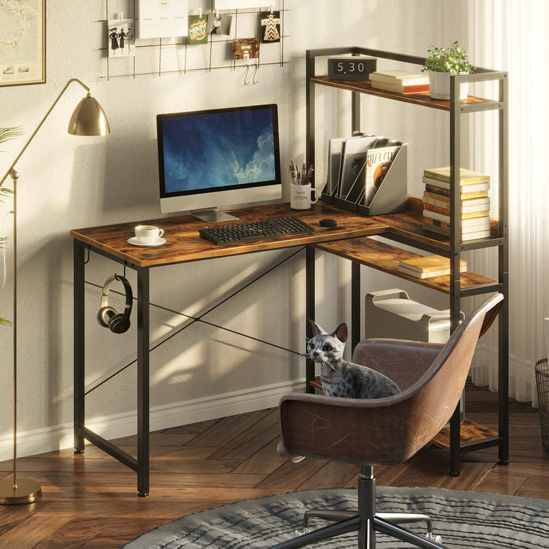 47 Modern Compact Small Space Computer Office Desk with Bookshelf