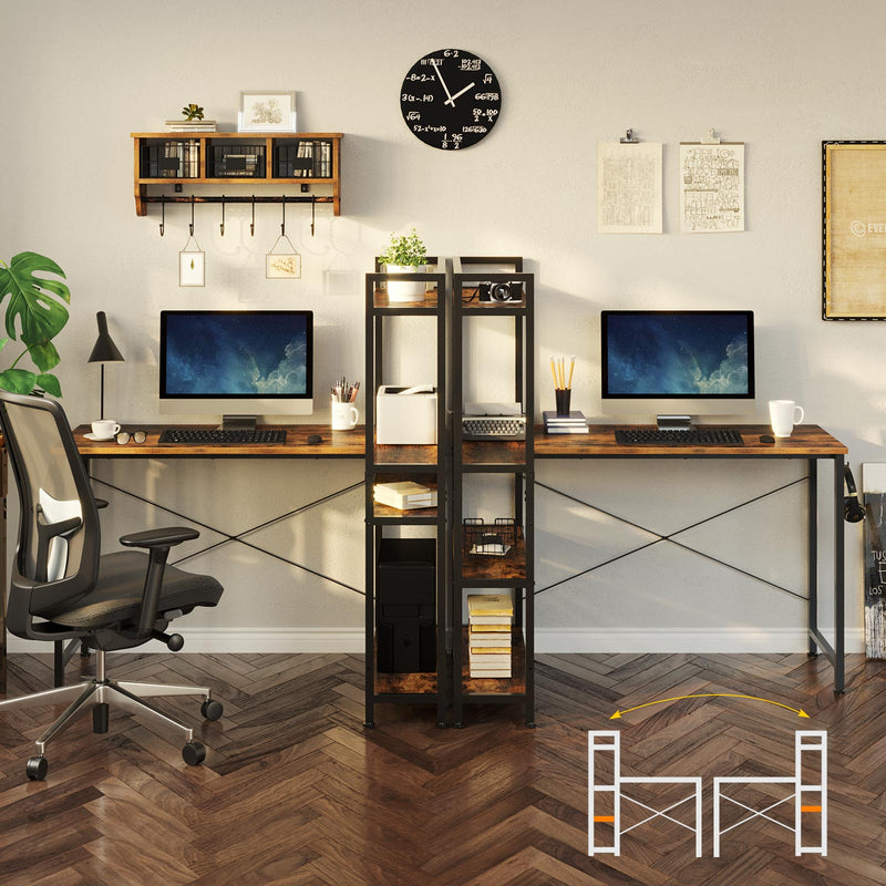 Rolanstar L Shaped Computer Desk, Corner Desk with Shelf and 4-Tier Storage Bookshelf 47 Inch