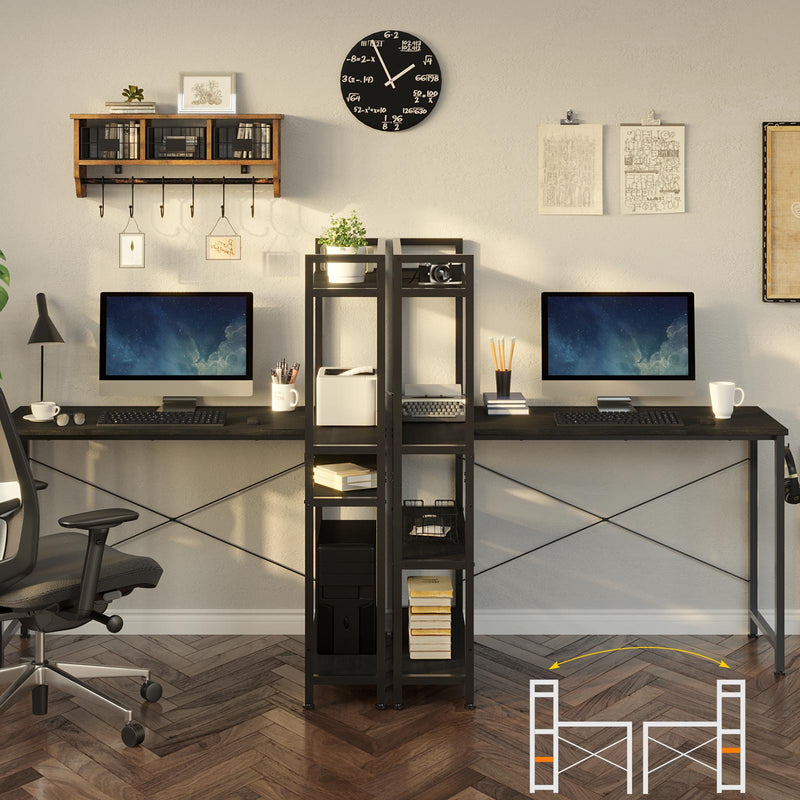 Rolanstar L Shaped Computer Desk, Corner Desk with Shelf and 4-Tier Storage Bookshelf 47 Inch