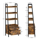 Rolanstar Multi-Tier Ladder Shelf & Freestanding Bookshelf with 2 Drawers