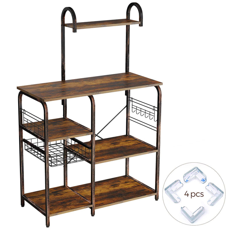 Rolanstar Kitchen Baker's Rack, Microwave Stand with 7 Shelves and 12 Hooks
