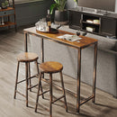 Rolanstar Rustic Bar Table with Metal Frame, Pub Dining High Table