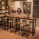 Rolanstar Rustic Bar Table with Metal Frame, Pub Dining High Table