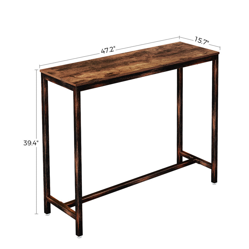 Rolanstar Rustic Bar Table with Metal Frame, Pub Dining High Table