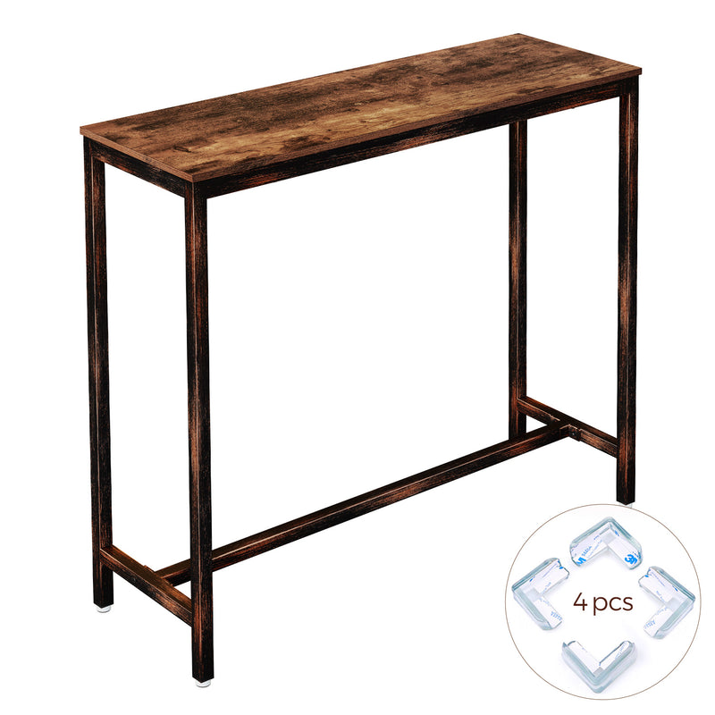 Rolanstar Rustic Bar Table with Metal Frame, Pub Dining High Table