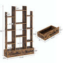 Rolanstar Bookshelf with 2 Wooden Drawers, Rustic Wood Bookshelves
