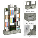 Rolanstar Bookshelf with 2 Wooden Drawers, Rustic Wood Bookshelves