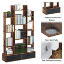 Rolanstar Bookshelf with 2 Drawers, Free Standing Tree Bookcase