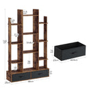 Rolanstar Bookshelf with 2 Drawers, Free Standing Tree Bookcase