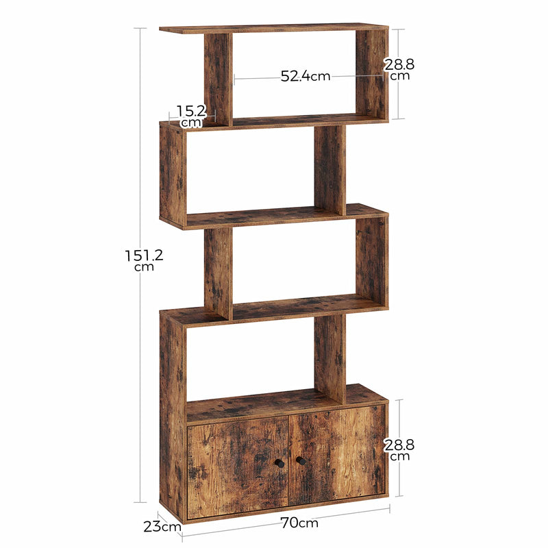 Rolanstar Bookcase with Cabinet,5-Tier Freestanding Bookshelf