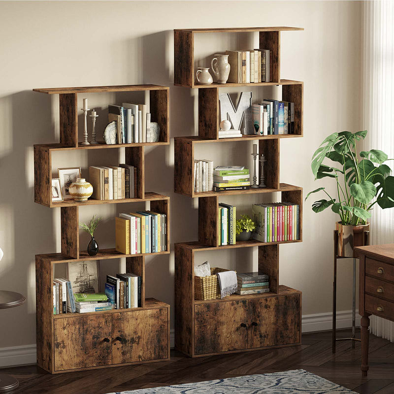 Rolanstar Bookcase with Cabinet,6-Tier Freestanding Bookshelf