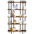 Rolanstar Metal and Wood Industrial Bookshelf, 5-Tier 6 Foot Etagere Bookshelf