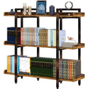 Rolanstar Metal and Wood Industrial Bookshelf, 3-Tier 6 Foot Etagere Bookshelf