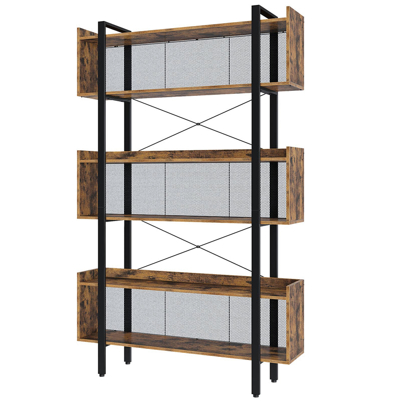 Rolanstar Multi Tier Vintage Free Standing Bookshelves with Metal Frame