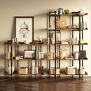 Rolanstar Metal and Wood Industrial Bookshelf, 3-Tier 6 Foot Etagere Bookshelf
