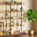 Rolanstar Metal and Wood Industrial Bookshelf, 5-Tier 6 Foot Etagere Bookshelf