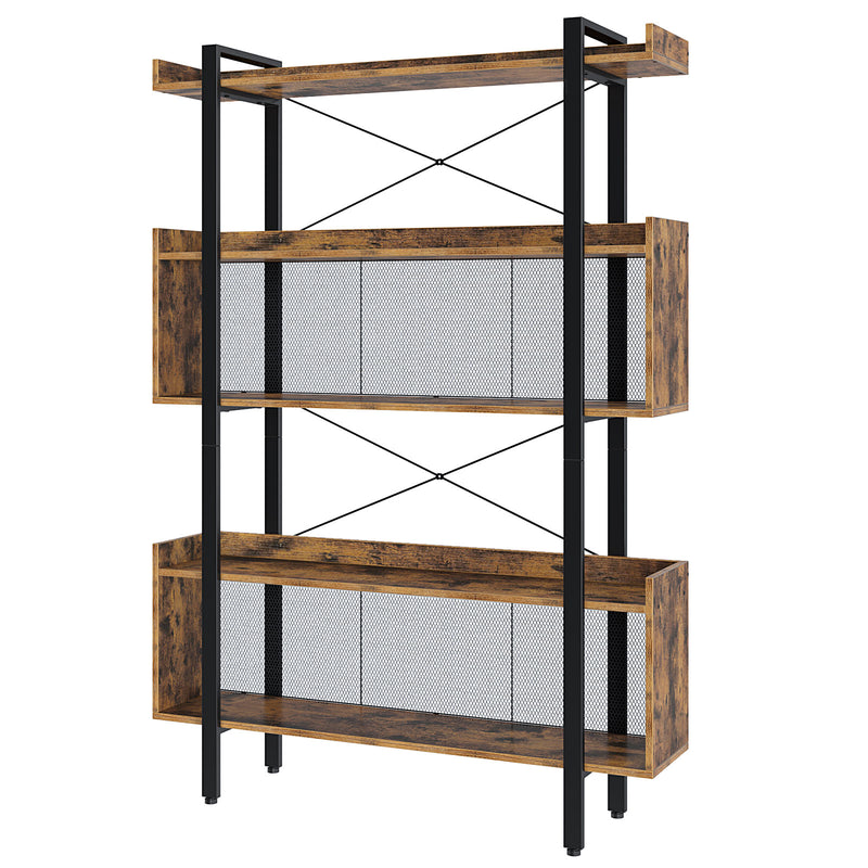 Rolanstar Multi Tier Vintage Free Standing Bookshelves with Metal Frame