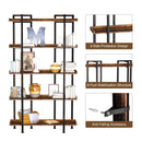 Rolanstar Metal and Wood Industrial Bookshelf, 5-Tier 6 Foot Etagere Bookshelf