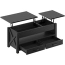 Seventable Lift Top Coffee Table, Coffee Table with 2 Storage Drawers and Hidden Compartment