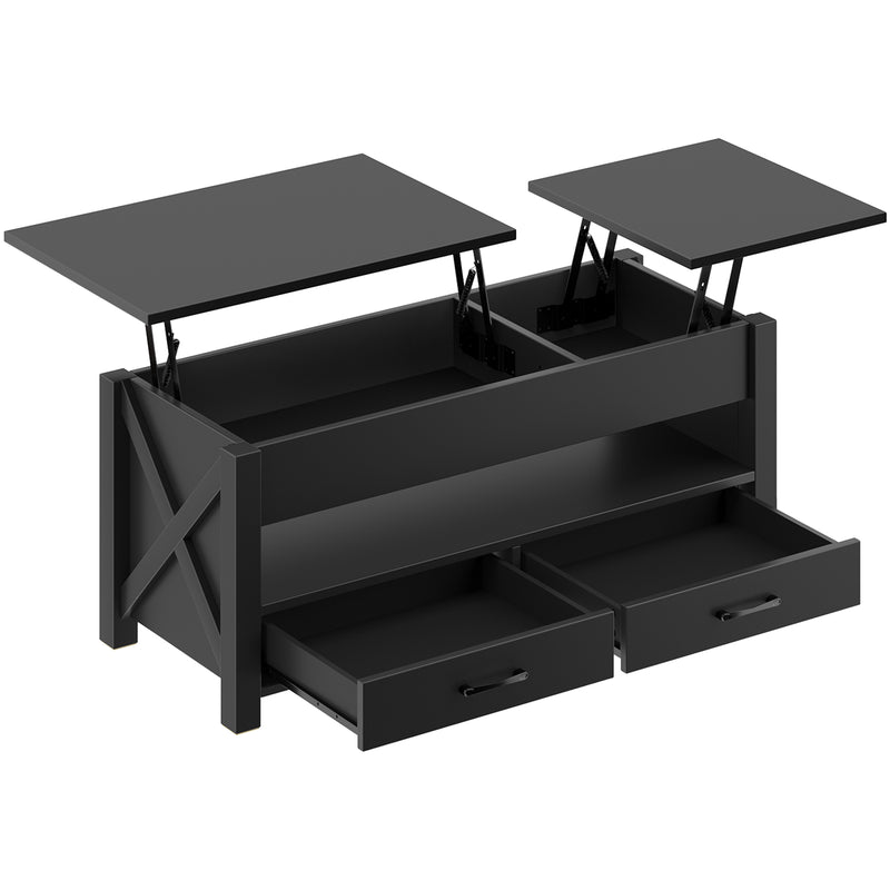 Seventable Lift Top Coffee Table, 47.2" Coffee Table with 2 Storage Drawers and Hidden Compartment