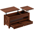 Seventable Lift Top Coffee Table, 47.2" Coffee Table with 2 Storage Drawers and Hidden Compartment