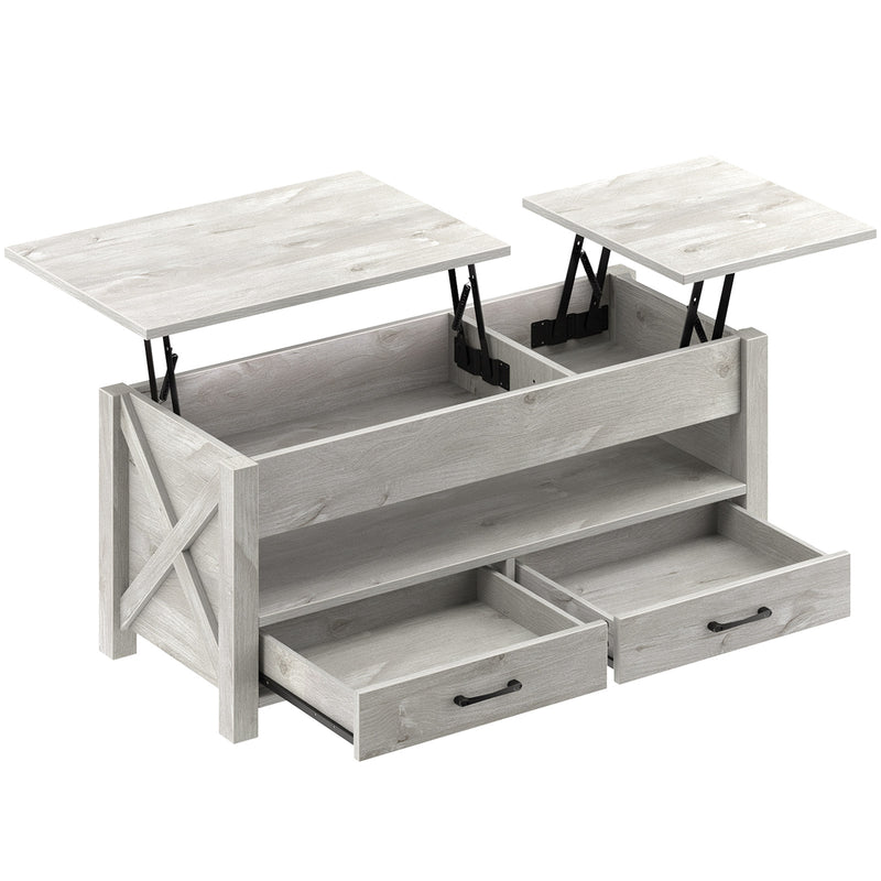 Seventable Lift Top Coffee Table, 47.2" Coffee Table with 2 Storage Drawers and Hidden Compartment