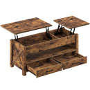 Seventable Lift Top Coffee Table, Coffee Table with 2 Storage Drawers and Hidden Compartment