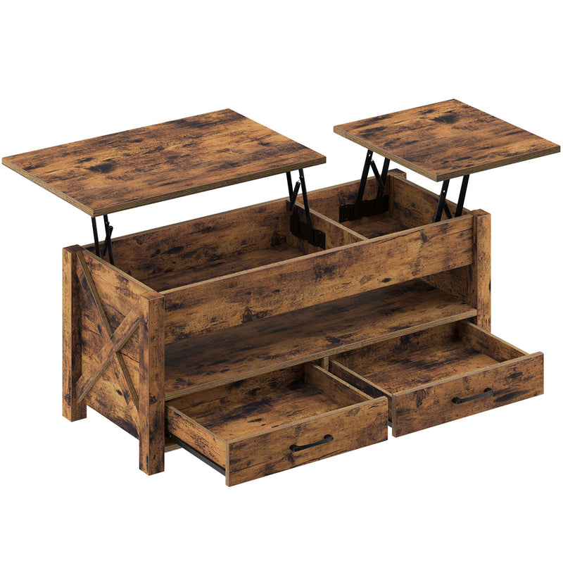 Seventable Lift Top Coffee Table, 47.2" Coffee Table with 2 Storage Drawers and Hidden Compartment