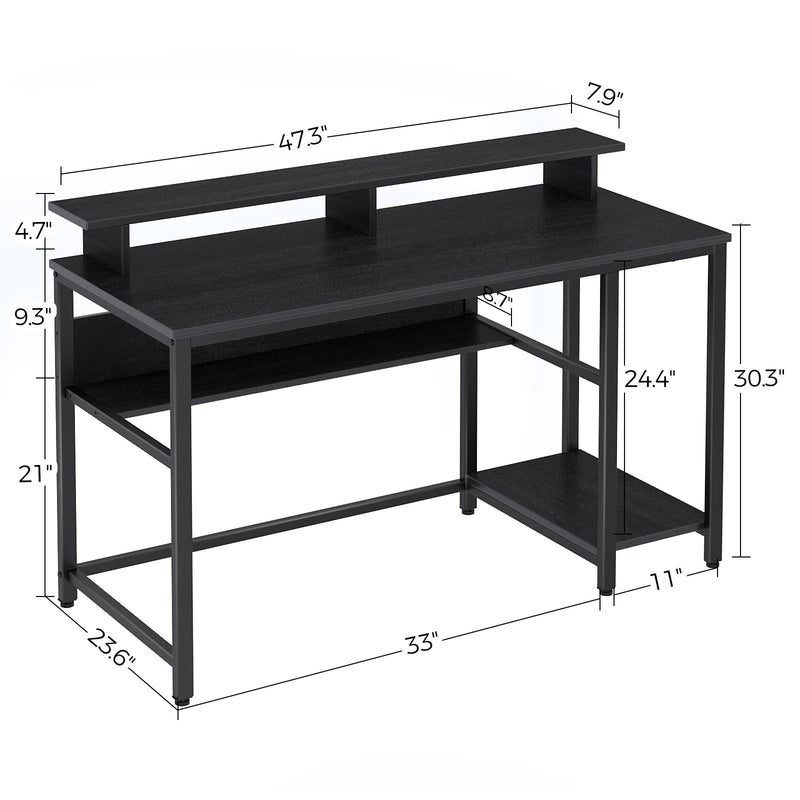 Rolanstar Computer Desk with Storage Shelf 47 Inch