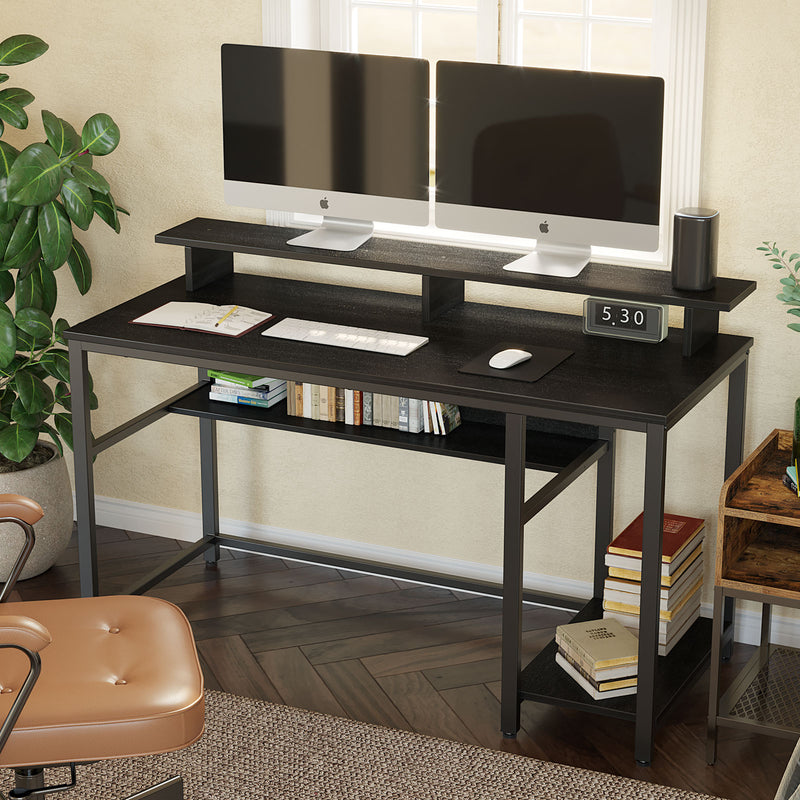 Rolanstar Computer Desk with Storage Shelf 55 Inch